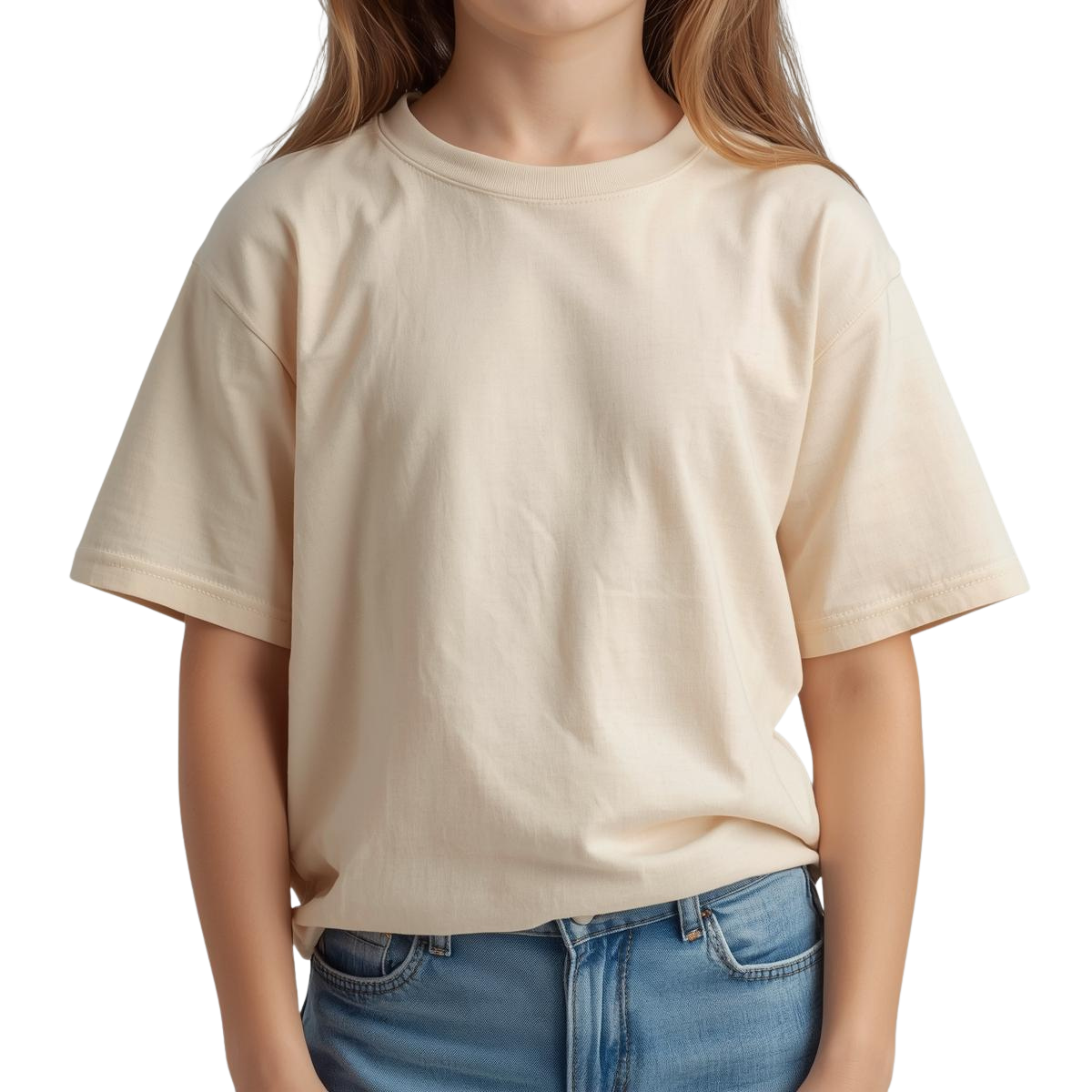 Polera lisa beige algodón unisex - Imagen 2