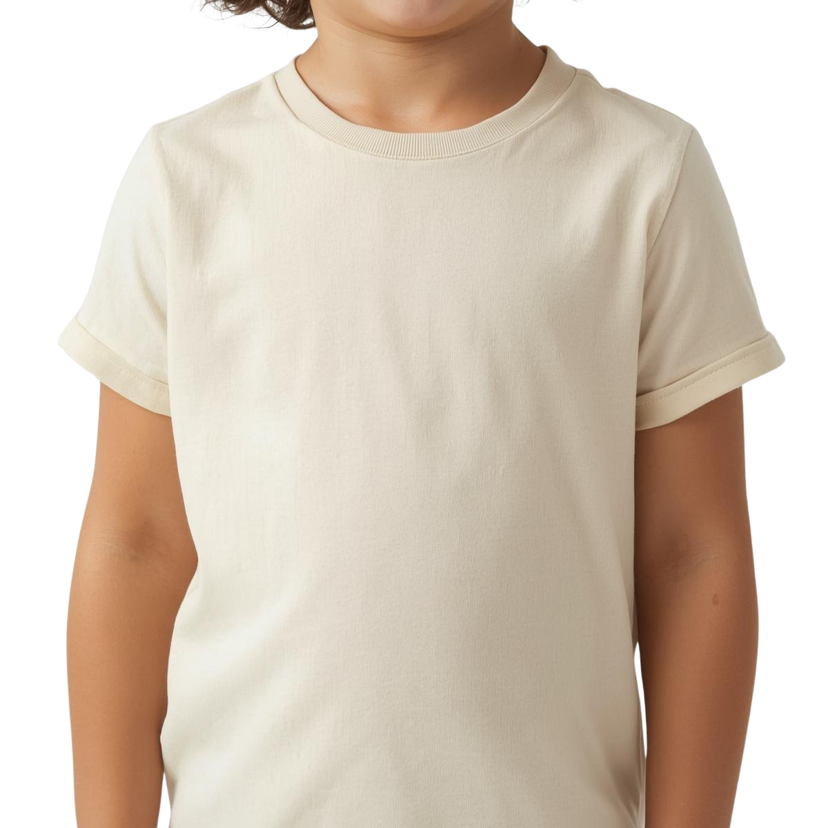 Polera lisa beige algodón unisex - Imagen 5